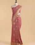 Gajar Pink Butta Saree in Georgette Tussar