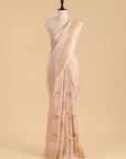 Cream Butta Saree in Georgette Tussar