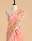 Light Pink Butti Saree in Kora Silk
