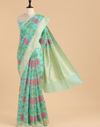 Firozi Jaal Saree in Kora Silk
