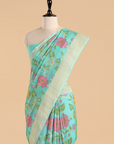 Firozi Jaal Saree in Kora Silk
