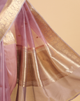 Mauve Butti Saree in Kora Silk
