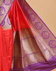 Red Plain Saree in Silk
