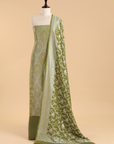 Olive Green Jaal Dress in Georgette Tussar