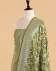 Olive Green Jaal Dress in Georgette Tussar