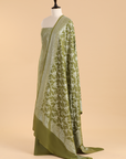 Olive Green Jaal Dress in Georgette Tussar