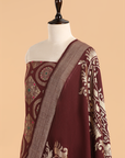 Maroon Jaal Dress in Georgette Tussar