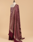 Wine Jaal Dress in Georgette Tussar
