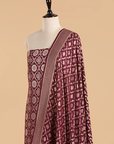 Wine Jaal Dress in Georgette Tussar