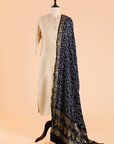 Navy Blue Plain Bandhani Dupatta in Silk