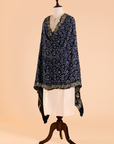 Navy Blue Plain Bandhani Dupatta in Silk