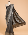 Black Brocade Saree in Georgette