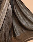 Black Brocade Saree in Georgette