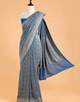 Royal Blue Brocade Saree in Georgette