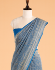 Royal Blue Brocade Saree in Georgette