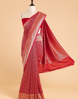 Red Brocade Saree in Georgette