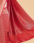 Red Brocade Saree in Georgette