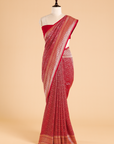 Red Brocade Saree in Georgette