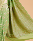 Pista Green Jaal Saree in Georgette
