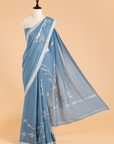 Cobalt Blue Plain Saree in Georgette