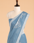 Cobalt Blue Plain Saree in Georgette
