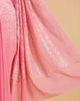 Pink Plain Saree in Georgette