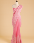 Pink Plain Saree in Georgette