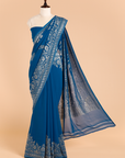 Royal Blue Plain Saree in Georgette