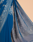 Royal Blue Plain Saree in Georgette