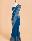 Royal Blue Plain Saree in Georgette