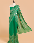 Green Plain Saree in Georgette