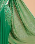 Green Plain Saree in Georgette