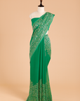 Green Plain Saree in Georgette