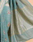 Jade Green Butta Saree in Georgette Tussar