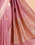 Gajar Pink Butta Saree in Georgette Tussar