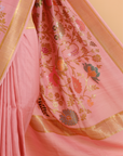 Pink Plain Saree In Georgette Tussar