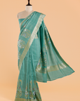 Sea Green Plain Saree In Georgette Tussar