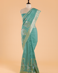 Sea Green Plain Saree In Georgette Tussar