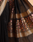 Black Plain Saree in Silk
