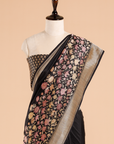 Black Plain Saree in Silk