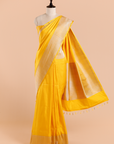 Yellow Plain Saree in Silk