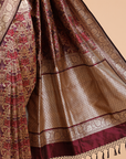 Wine Brocade Saree in Silk