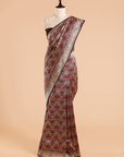 Wine Brocade Saree in Silk