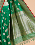 Bottle Green Butta Saree in Silk
