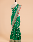Bottle Green Butta Saree in Silk