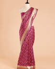 Magenta Pink Jaal Saree in Silk