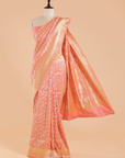 Coral Pink Jaal Saree in Silk