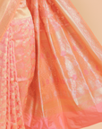 Coral Pink Jaal Saree in Silk
