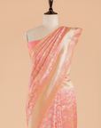Coral Pink Jaal Saree in Silk