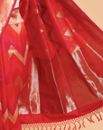 Red Tanchoi Saree in Silk